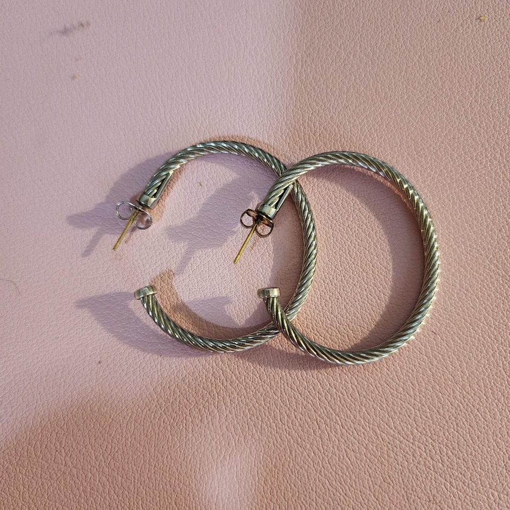 David Yurman Silver-Tone Cable Hoop Earrings